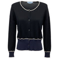 Load image into Gallery viewer, Prada Black / Navy Blue / White Colorblock Knit Cardigan Sweater