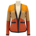 Load image into Gallery viewer, Proenza Schouler Marigold / Tan / Rust / Black Leather Trimmed Linen Jacket