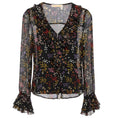 Load image into Gallery viewer, See by Chloe Black Multicolor Floral Printed Sheer Silk Chiffon Blouse with Cami