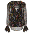 Load image into Gallery viewer, See by Chloe Black Multicolor Floral Printed Sheer Silk Chiffon Blouse with Cami
