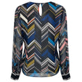 Load image into Gallery viewer, Preen by Thornton Bregazzi Black / Blue Multi Chevron Print Silk Blouse
