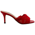 Load image into Gallery viewer, Arteana Red Crochet Lace Slide Mule Sandals