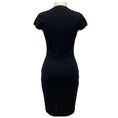 Load image into Gallery viewer, Valentino Black / Blush Pink Floral Mesh Tulle Lace Trimmed Short Sleeved Wool Knit Dress