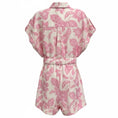 Load image into Gallery viewer, Zimmermann Pink / White Tropical Print Bells Roll Cuff Linen Playsuit / Romper