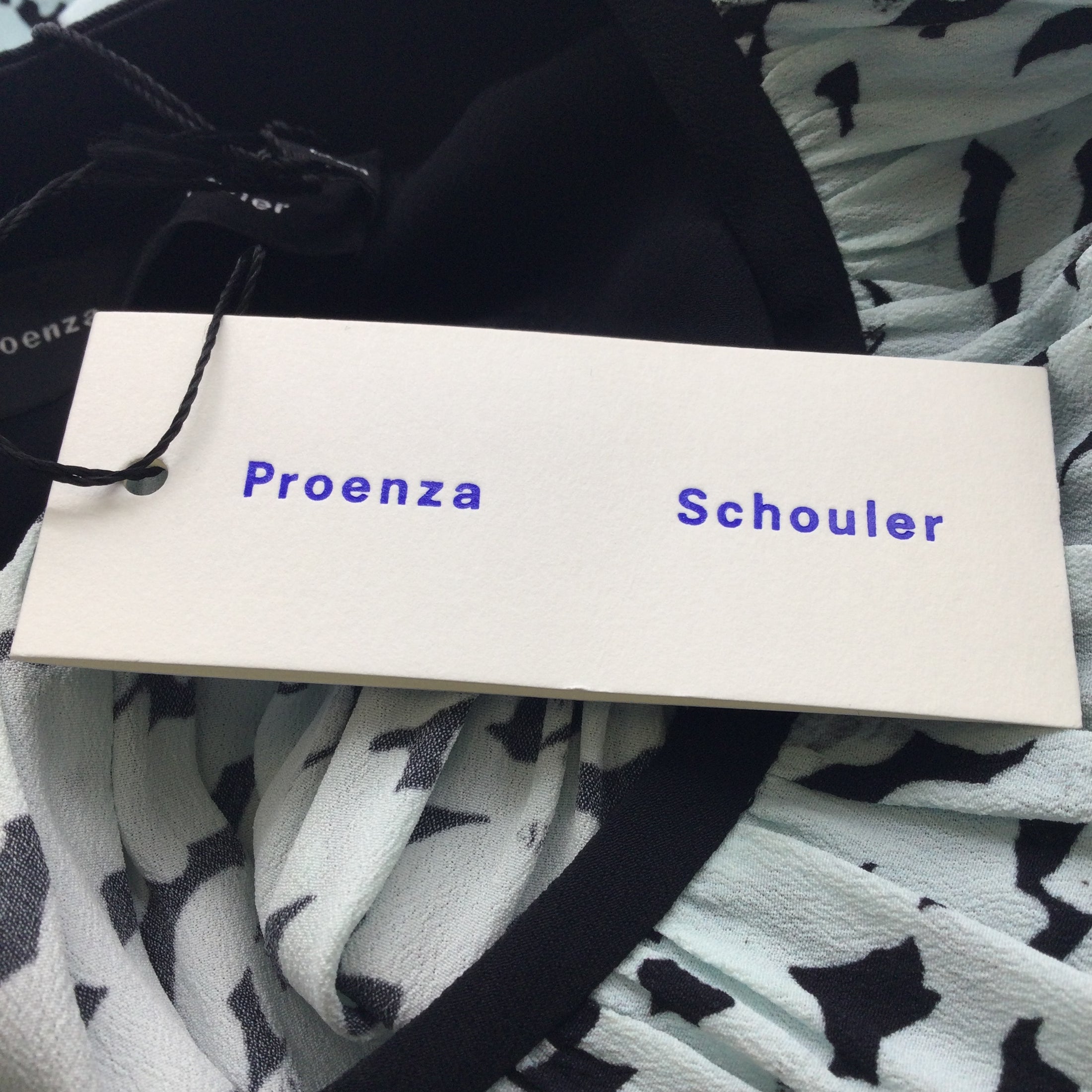 Proenza Schouler Light Blue / Black Short Sleeved Printed Blouse