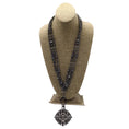 Load image into Gallery viewer, Chanel Gunmetal 2017 Crystal Embellished CC Logo Triple Strand Pearl Necklace