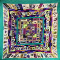 Load image into Gallery viewer, Hermes Paris Turquoise Multi Correspondance Printed Square Silk Scarf
