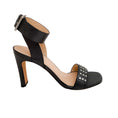 Load image into Gallery viewer, IRO Black Leather Mayami Silver Studded Sandals
