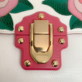 Load image into Gallery viewer, Dolce & Gabbana Pink Roses Lucia Ivory Lizard Skin Leather Shoulder Bag
