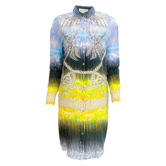 Peter Pilotto Blue/Yellow Graphic Printed Button Down Casual Dress