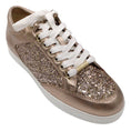 Load image into Gallery viewer, Jimmy Choo Bronze Metallic Miami Glitter Lace-Up Low Top Leather Sneakers
