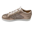 Load image into Gallery viewer, Jimmy Choo Bronze Metallic Miami Coarse Glitter Lace-Up Low Top Leather Sneakers in Ballet Pink
