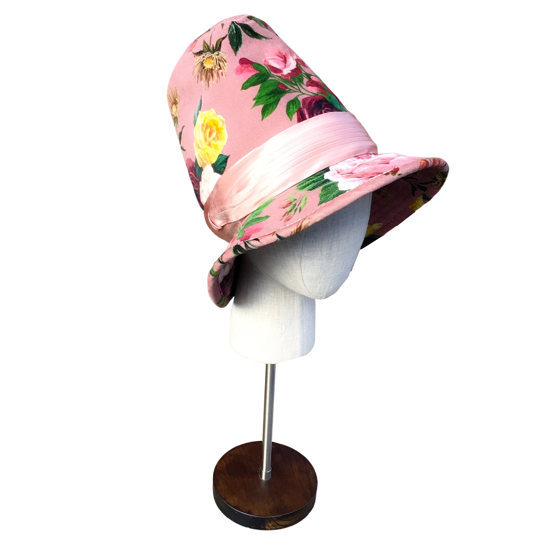 Dolce & Gabbana Pink Multi Velvet Floral Bucket Hat