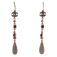Load image into Gallery viewer, Chanel Purple / Gold Glass and Crystal Long Dangle Earrings