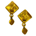 Load image into Gallery viewer, Chanel Gold Tone 1996 Logo Drop Clip On Earrings