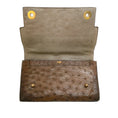Load image into Gallery viewer, Hermès 1955 Dark Brown Ostrich Leather Satchel