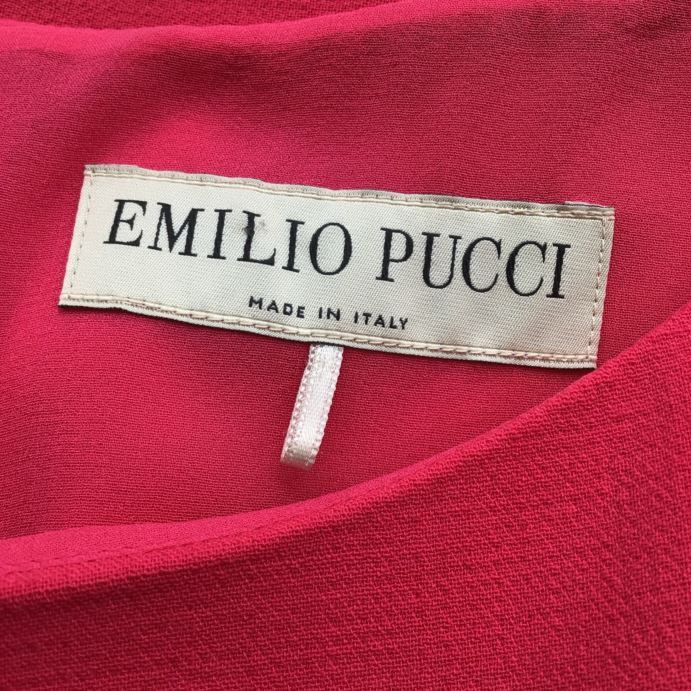Emilio Pucci Pink / Black Ruffled Detail Sleeveless Crepe Cocktail Dress