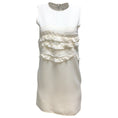 Load image into Gallery viewer, Victoria Beckham Ivory Ruffled Silk Trim Sleeveless Crepe Cocktail Dress
