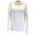 Load image into Gallery viewer, Balmain Ivory / Gold Buttoned Ruffled Long Sleeved Knit Blouse

