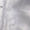 Load image into Gallery viewer, Chanel Light Blue Printed Fringed Trim Cashmere and Silk Rectangular Scarf/Wrap
