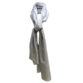 Load image into Gallery viewer, Chanel Light Blue Printed Fringed Trim Cashmere and Silk Rectangular Scarf/Wrap
