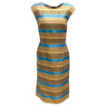Load image into Gallery viewer, Dolce & Gabbana Tan / Blue / Black Striped Linen Cocktail Dress
