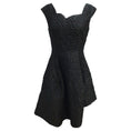 Load image into Gallery viewer, Simone Rocha Black Quilted Floral Brocade Asymmetrical Hem Satin Dress