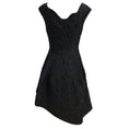 Load image into Gallery viewer, Simone Rocha Black Quilted Floral Brocade Asymmetrical Hem Satin Dress