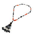 Load image into Gallery viewer, Francoise Montague Black / Orange Beaded Tassel Necklace

