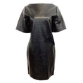 Load image into Gallery viewer, Roksanda Ilincic Black Patent Sleeved Crinkle Work/Office Dress