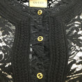 Load image into Gallery viewer, Gucci Black / Gold GG Logo Button Long Sleeved Lace Knit Cocktail Dress
