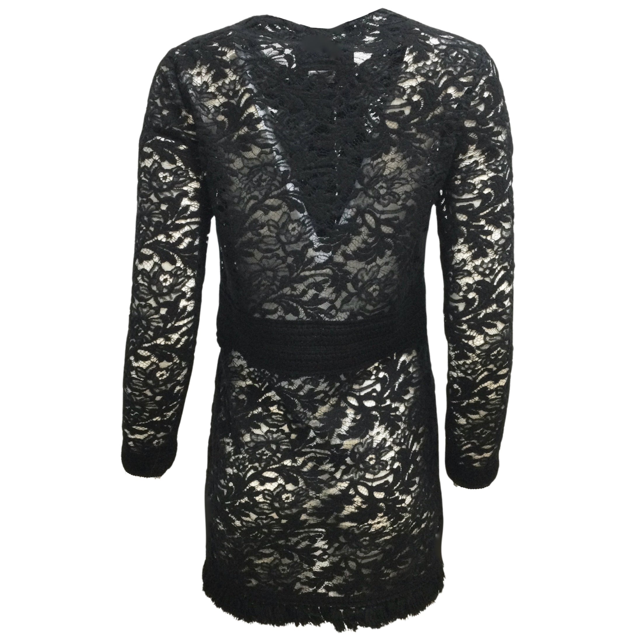 Gucci Black / Gold GG Logo Button Long Sleeved Lace Knit Cocktail Dress