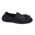 Load image into Gallery viewer, Chanel Black Camellia Leather and Grosgrain Loafers / Flats