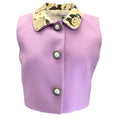 Load image into Gallery viewer, Alessandra Rich Lilac Python Print Leather Collar Tweed Boucle Knit Gilet Vest