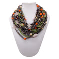 Load image into Gallery viewer, Green / Orange Multi Strand Floral and Star Beaded Necklace