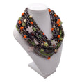 Load image into Gallery viewer, Green / Orange Multi Strand Floral and Star Beaded Necklace