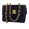 Load image into Gallery viewer, Chanel Black Vintage 80's Quilted Velvet Mini Flap Bag