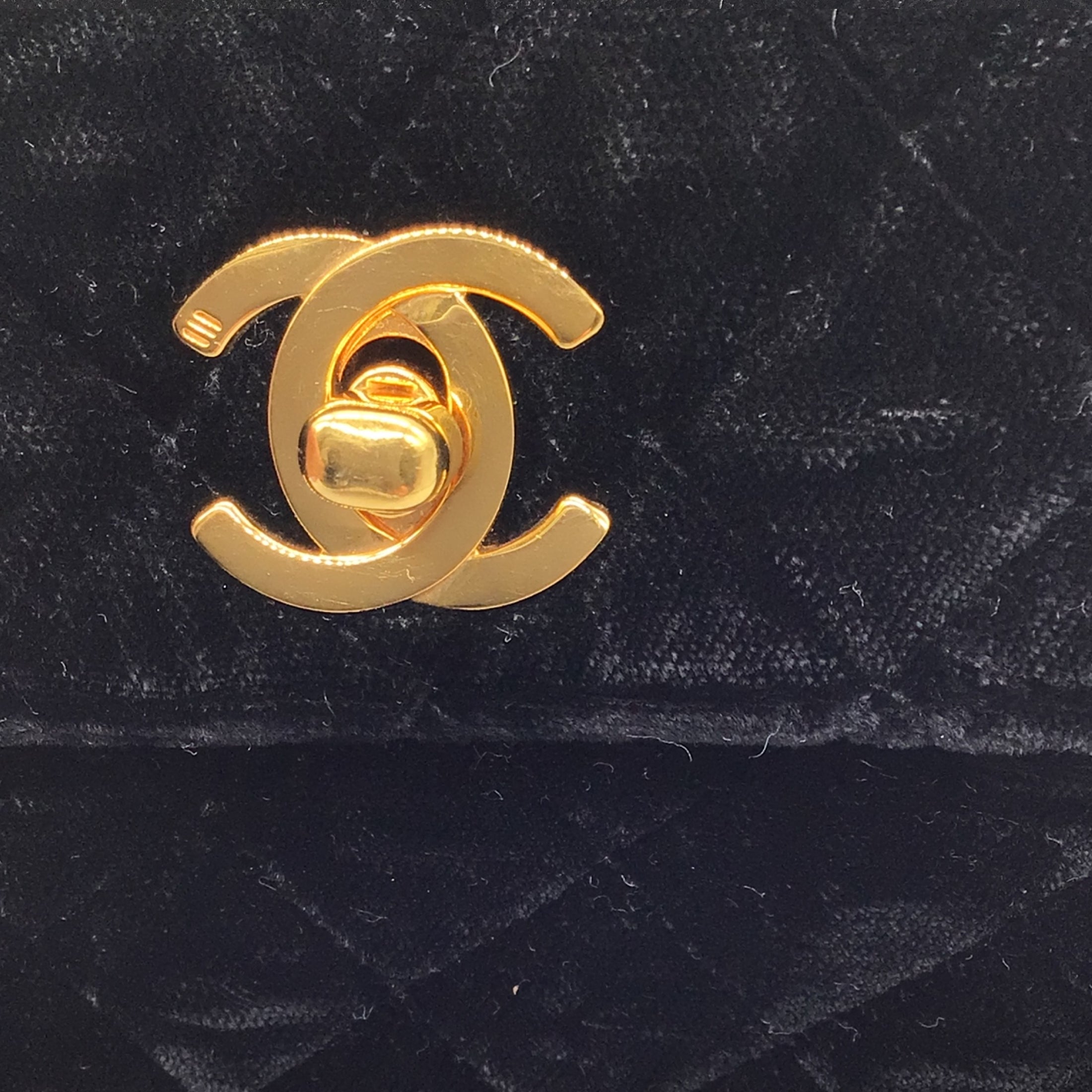 Chanel Black Vintage 80's Quilted Velvet Mini Flap Bag