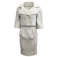 Load image into Gallery viewer, Chanel Grey and White Eyelet Dress with Jacket