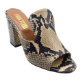 Load image into Gallery viewer, Paris Texas Beige and Black Leather Snake Effect Mules
