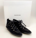 Load image into Gallery viewer, Balenciaga Black Suede Lace Up Moccasin Booties