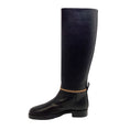 Load image into Gallery viewer, Pierre Hardy Black Leather Tall Pull On Boots With Gold Zipper Detail
