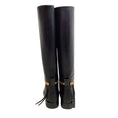 Load image into Gallery viewer, Pierre Hardy Black Leather Tall Pull On Boots With Gold Zipper Detail