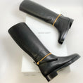 Load image into Gallery viewer, Pierre Hardy Black Leather Tall Pull On Boots With Gold Zipper Detail