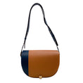 Load image into Gallery viewer, Victoria Beckham Navy Blue / Brown Leather Half Moon Shoulder Bag