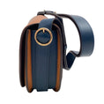 Load image into Gallery viewer, Victoria Beckham Navy Blue / Brown Leather Half Moon Shoulder Bag