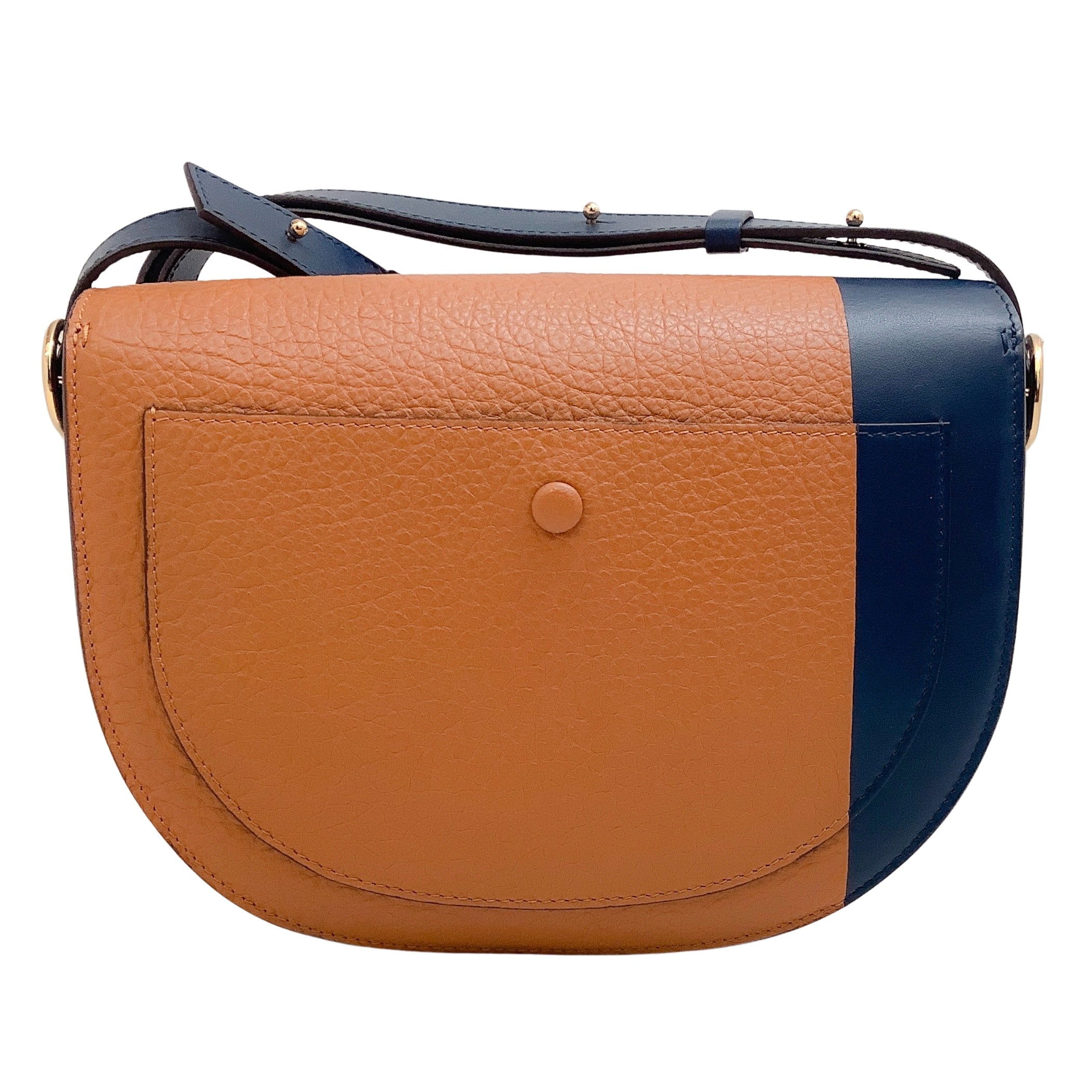 Victoria Beckham Navy Blue / Brown Leather Half Moon Shoulder Bag