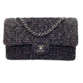 Load image into Gallery viewer, Chanel Black / White / Pink 2004 New York Woven Tweed Double Flap Bag