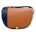 Load image into Gallery viewer, Victoria Beckham Navy Blue / Brown Leather Half Moon Shoulder Bag