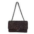 Load image into Gallery viewer, Chanel Black / White / Pink 2004 Woven Tweed Double Flap Bag